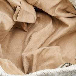 Pre Owned Bottega Veneta Off White Intrecciato Leather Tote