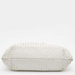 Pre Owned Bottega Veneta Off White Intrecciato Leather Tote