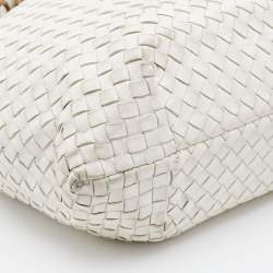 Pre Owned Bottega Veneta Off White Intrecciato Leather Tote