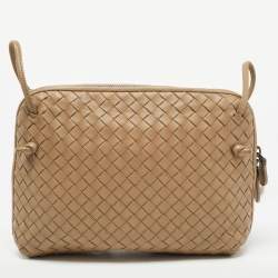 Pre Owned Bottega Veneta Beige Intrecciato Leather Nodini Shoulder Bag