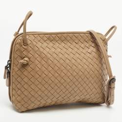 Pre Owned Bottega Veneta Beige Intrecciato Leather Nodini Shoulder Bag