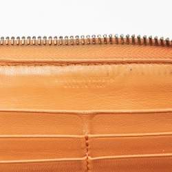 Bottega Veneta Orange Intrecciato Leather Zip Around Continental Wallet