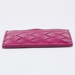 مملوكة مسبقًا Bottega Veneta Fuchsia Intrecciato Leather Card Holder
