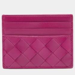 مملوكة مسبقًا Bottega Veneta Fuchsia Intrecciato Leather Card Holder