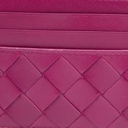 مملوكة مسبقًا Bottega Veneta Fuchsia Intrecciato Leather Card Holder