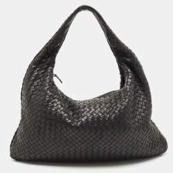 Pre Owned Bottega Veneta Black Intrecciato Leather Large Veneta Hobo