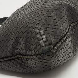 Pre Owned Bottega Veneta Black Intrecciato Leather Large Veneta Hobo