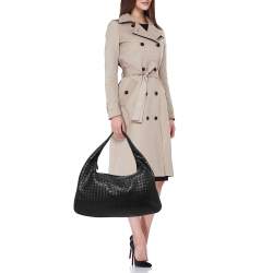 Pre Owned Bottega Veneta Black Intrecciato Leather Large Veneta Hobo