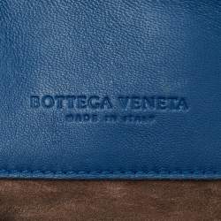 Pre Owned Bottega Veneta Blue/Black Intrecciato Leather and Karung Flap Chain Bag