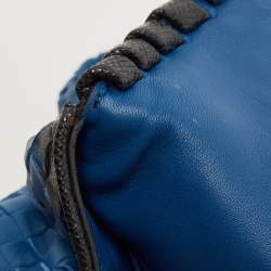 Pre Owned Bottega Veneta Blue/Black Intrecciato Leather and Karung Flap Chain Bag