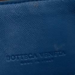 Pre Owned Bottega Veneta Blue/Black Intrecciato Leather and Karung Flap Chain Bag