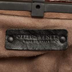 Pre Owned Bottega Veneta Black/Brown Python And Intrecciato Leather Clutch Bag