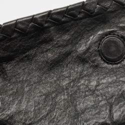 Pre Owned Bottega Veneta Black/Brown Python And Intrecciato Leather Clutch Bag