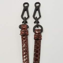 Pre Owned Bottega Veneta Black/Brown Python And Intrecciato Leather Clutch Bag