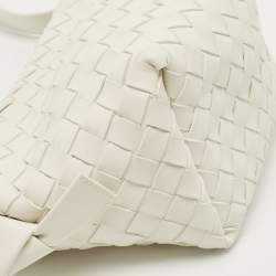Pre Owned Bottega Veneta White Intrecciato Leather Tie Shoulder Bag
