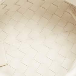 Pre Owned Bottega Veneta White Intrecciato Leather Tie Shoulder Bag