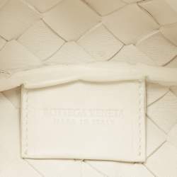 Pre Owned Bottega Veneta White Intrecciato Leather Tie Shoulder Bag