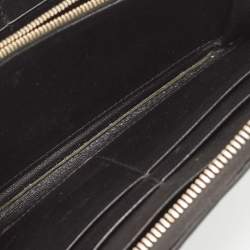 Pre Owned Bottega Veneta Black Intrecciato Leather Zip Around Wallet