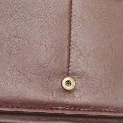 Pre Owned Bottega Veneta Dark Burgundy Intrecciato Leather Flap Chain Clutch