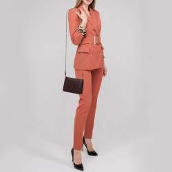 Pre Owned Bottega Veneta Dark Burgundy Intrecciato Leather Flap Chain Clutch