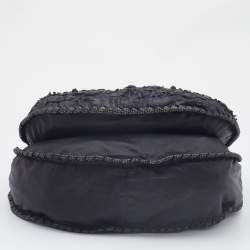 Pre Owned Bottega Veneta Black Lasercut Leather Floral Applique Hobo