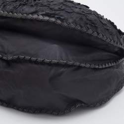 Pre Owned Bottega Veneta Black Lasercut Leather Floral Applique Hobo