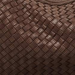 Pre Owned Bottega Veneta Brown Intrecciato Perforated Leather Veneta Hobo