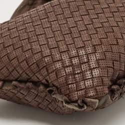 Pre Owned Bottega Veneta Brown Intrecciato Perforated Leather Veneta Hobo