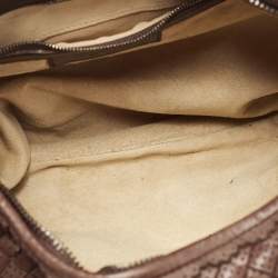 Pre Owned Bottega Veneta Brown Intrecciato Perforated Leather Veneta Hobo