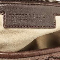 Pre Owned Bottega Veneta Brown Intrecciato Perforated Leather Veneta Hobo