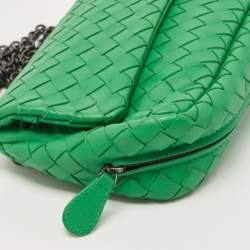 مملوكة مسبقًا Bottega Veneta Green Intrecciato Leather Olimpia Chain Shoulder Bag