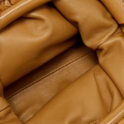 Pre Owned Bottega Veneta Beige Intrecciato Leather Mini The Pouch Bag