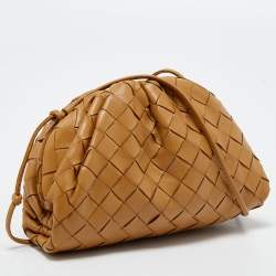 Pre Owned Bottega Veneta Beige Intrecciato Leather Mini The Pouch Bag