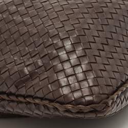 Pre Owned Bottega Veneta Dark Brown Intrecciato Leather Large Veneta Hobo