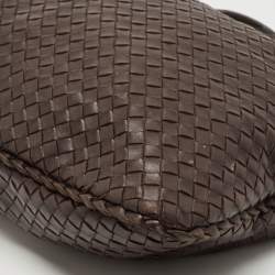 Pre Owned Bottega Veneta Dark Brown Intrecciato Leather Large Veneta Hobo