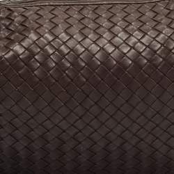 Pre Owned Bottega Veneta Dark Brown Intrecciato Leather Large Veneta Hobo