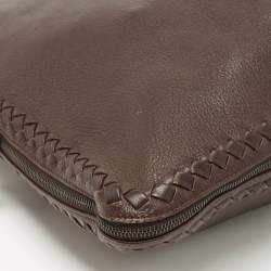 Pre Owned Bottega Veneta Dark Brown Intrecciato Trim Leather Expandable Tote