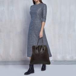 Pre Owned Bottega Veneta Dark Brown Intrecciato Trim Leather Expandable Tote