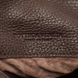 Pre Owned Bottega Veneta Dark Brown Intrecciato Trim Leather Expandable Tote