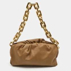 Pre Owned Bottega Veneta Brown Leather The Chain Pouch Shoulder Bag
