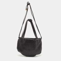 Pre Owned حقيبة كتف بوتيغا فينيتا بولب جلد إنترشياتو سوداء صغيرة