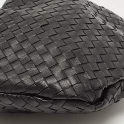 Pre Owned حقيبة كتف بوتيغا فينيتا بولب جلد إنترشياتو سوداء صغيرة