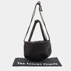 Pre Owned حقيبة كتف بوتيغا فينيتا بولب جلد إنترشياتو سوداء صغيرة