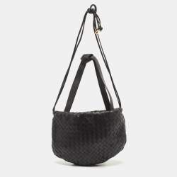 Pre Owned حقيبة كتف بوتيغا فينيتا بولب جلد إنترشياتو سوداء صغيرة