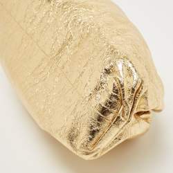 Pre Owned Bottega Veneta Metallic Gold Leather Teen Pouch Clutch