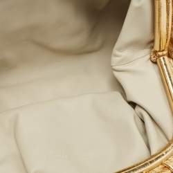 Pre Owned Bottega Veneta Metallic Gold Leather Teen Pouch Clutch