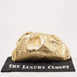 Pre Owned Bottega Veneta Metallic Gold Leather Teen Pouch Clutch