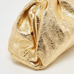 Pre Owned Bottega Veneta Metallic Gold Leather Teen Pouch Clutch