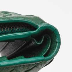 مملوك ة مسبقًا Bottega Veneta Green Intrecciato Leather French Compact Wallet