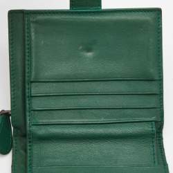 مملوكة مسبقًا Bottega Veneta Green Intrecciato Leather French Compact Wallet